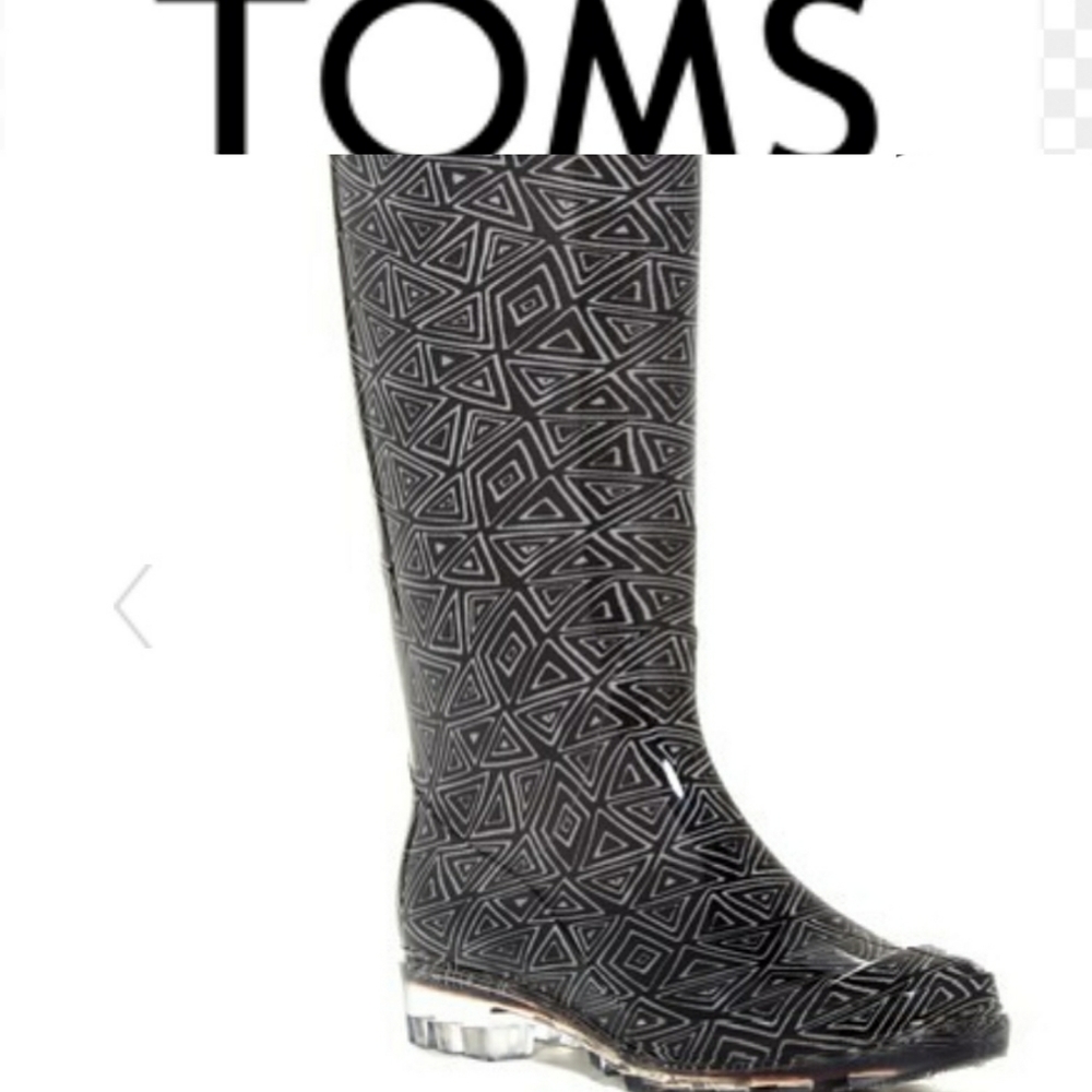 Toms navy white clear rain boots size 6